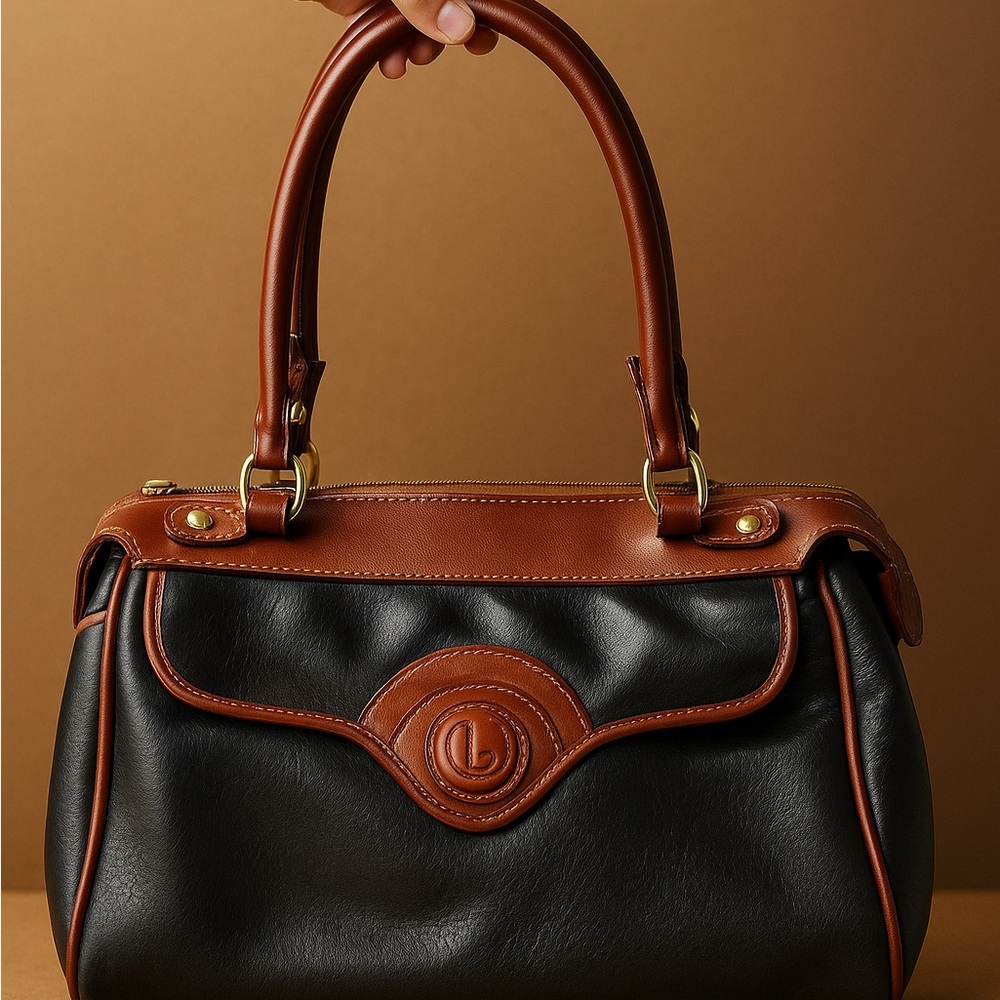 Elegant Black and Brown Handbag
